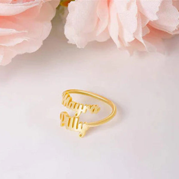TWO NAME RING GOLD PLATED
